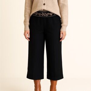 Larry Levine Sport Back Beaded Linen Blend Crop Pants Sz 10